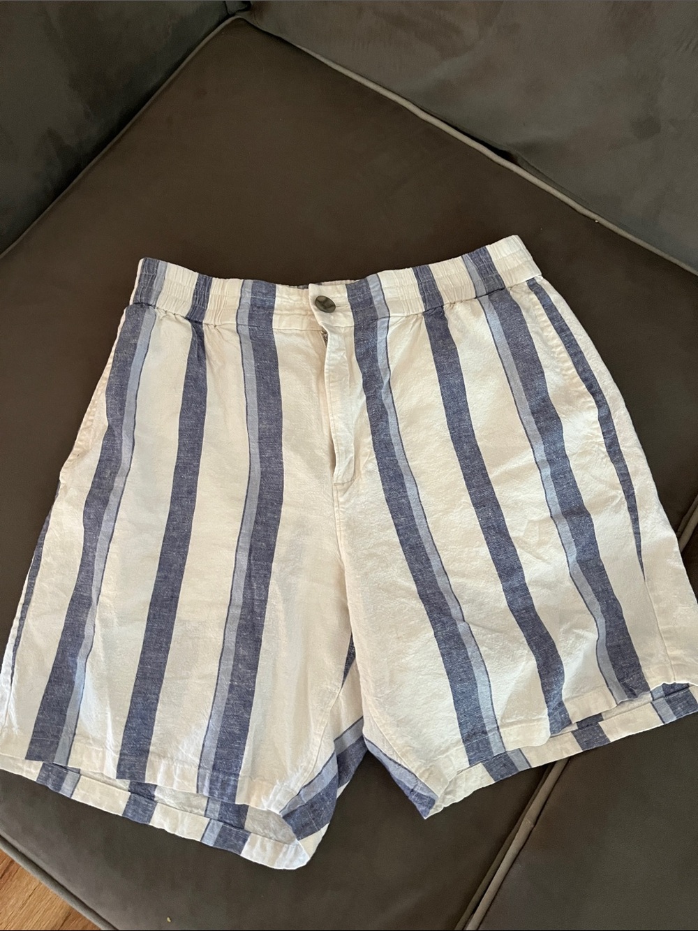 PAIGE women White Shorts with Blue Vertical Stripes